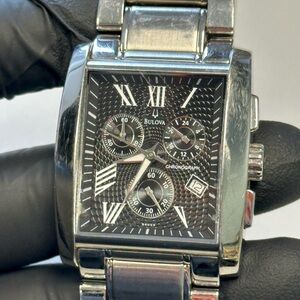 Bulova Intermezzo 96G45 Chronograph Black Dial Stainless Steel Men's 34mm Watch